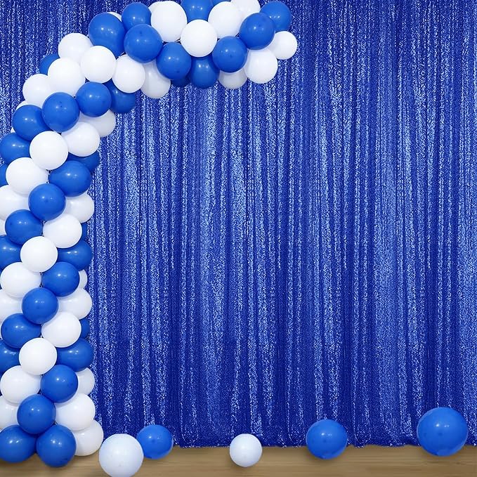 Sugargirl Royal Blue Sequin Backdrop Curtain 4FTx8FT Glitter Royal Blue Background Drapes Sparkle Photography Backdrop for Party Wedding Birthday Wall Decoration(1 Panel)