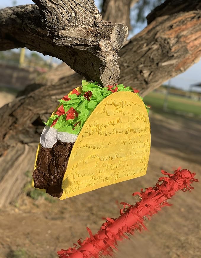 Jergrim Taco Tuesday Piñata 4-piece set 16x11x3 inches, Great for Taco Bout Parties, Decorations, Birthday pinata, Mexican Fiesta Bash, Cinco de Mayo, fits Candy/Favors