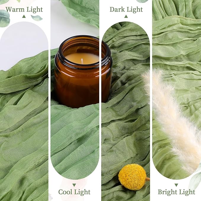 6 Pack Sage Green Cheesecloth Table Runner 10FT Long Easter Spring Boho Gauze Table Runner Rustic Sheer Runner for Spring Wedding Bridal Baby Shower Birthday Party Table Decor Easter Decorations