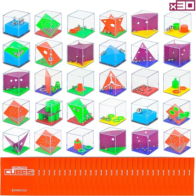 BONNYCO Brain Teaser Puzzles Cubes Kids Party Favors Pack 30. Pinata Goodie Bags Stuffers for Kids 3-5 4-8, Return Gifts for Birthday Party. Mini Puzzle Games, Classroom Prizes, Rewards Stocking