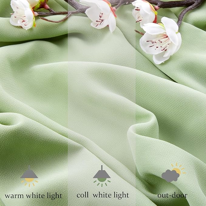 20 Yard Sage Green Chiffon Fabric by The Yard, 58 Inch Wide Elegant Sheer Chiffon Fabric for Wedding Costume Sewing Clothing Crafting Table Runner DIY Project