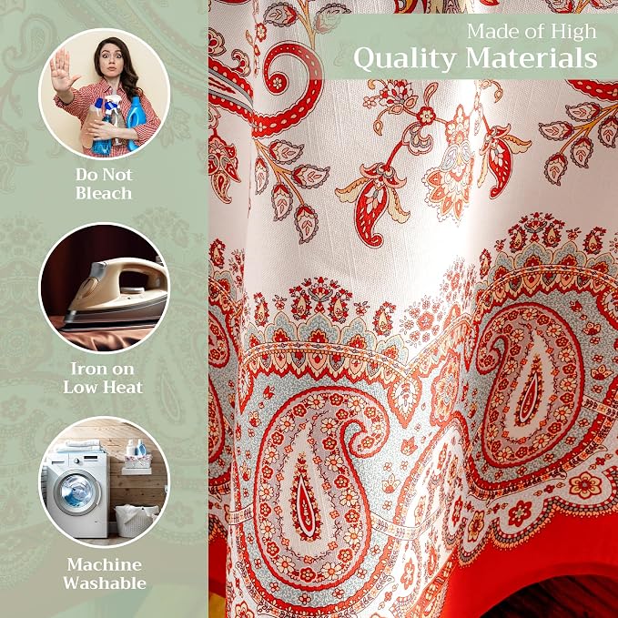 Maison d' Hermine Table Cloth Round Table 100% Cotton 69 Inches Fall Tablecloth Reusable Everyday Use for Thanksgiving Christmas Decorations Dining Farmhouse Party (Cachemire)