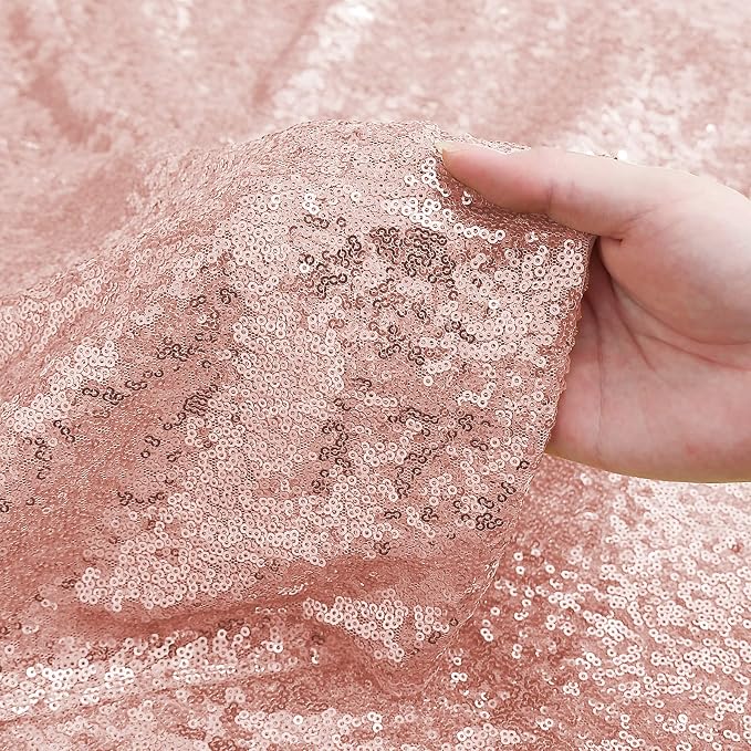 Sugargirl Rose Gold Sequin Backdrop Curtain 2 Panels 2FTx8FT Glitter Rose Gold Background Drapes Sparkle Photography Backdrop for Party Wedding Birthday Wall Decoration