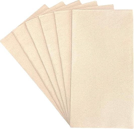 Lifey Paper Guest Towels - Bathroom Napkins with Absorption Pockets | 250 Pack, 7.64" x 4.05", 2 Ply, 1/8 Folded | Natural Tan Color