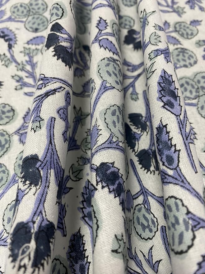 Ridhi Round Tablecloth Hand Block Print 100% Cotton Reusable Baby Blue Floral 110 Inch Table Cover Decorative Everyday Use for Dining, Home, Party, Wedding, Farmhouse Gift for Spring, Mother's Day