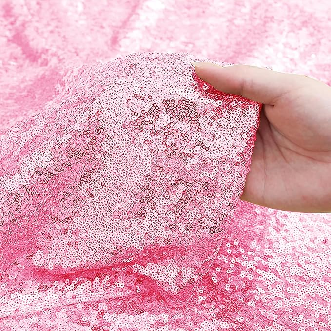 Sugargirl Matte Pink Sequin Backdrop Curtain 4FTx8FT Glitter Matte Pink Background Drapes Sparkle Photography Backdrop for Party Wedding Birthday Wall Decoration(2 Panels)