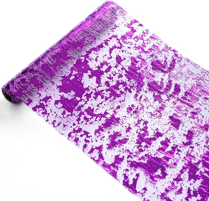 Snowkingdom 2 Pieces Purple Table Runner, Sequin Glitter Foil Metallic Thin Mesh Runners Roll 11"x108" for Romantic Wedding Bridal Shower Birthday Anniversary, Purple Party Table Decorations