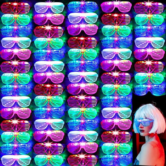 Honoson 102 Pcs LED Glasses Light Up Glasses Glow in the Dark Party Supplies Glow Sticks Sunglasses Neon Favors for Adult Wedding Birthday Rave Carnival (6 Color)