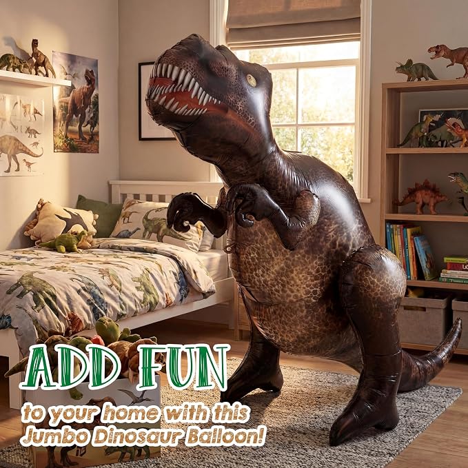 Skylety 6.1 ft x 5 ft Inflatable Dinosaur Balloon Blow up Dino Balloons Tyrannosaurus Inflatable Toy for Dino Party Birthday Decorations Gift Jurassic Theme Party Supplies