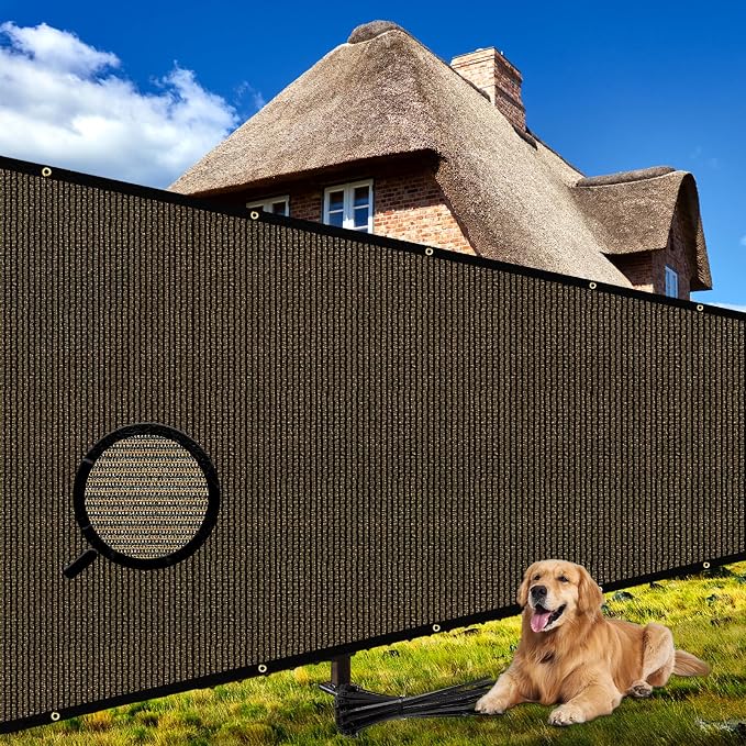 Shade&Beyond 4'x84' Brown Privacy Screen Fence Cover 170 GSM Fencing Mesh Fence Panel for Wall Garden Yard Backyard Indoor Outdoor Home Decoration