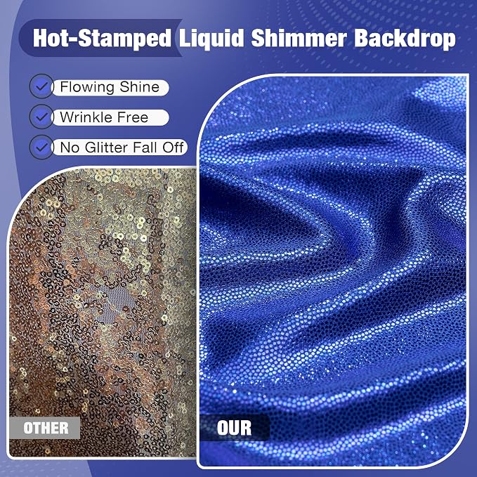 20x10FT Royal Blue Sequin Backdrop Curtain for Party - 4 Panels 5x10FT Wrinkle-Free Shimmer Drapes for Birthday, Wedding, Christmas, Decorations & Photography