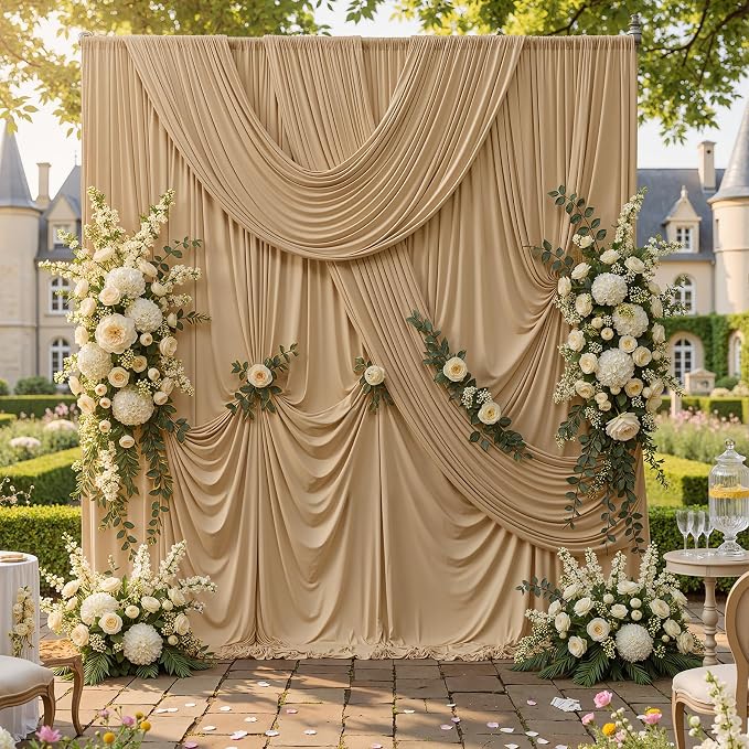 30ftx10ft Champagne Backdrop Curtains for Parties, Wrinkle Free Photo Curtains Backdrop Drapes 6 Panels Back Drop Cloth Drapery for Wedding Birthday Photography Background