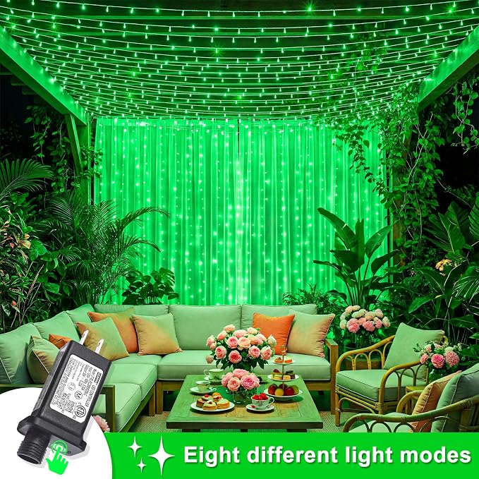 400 LED Green Christmas String Lights, 132 FT Christmas Lights Outdoor Waterproof, Clear Wire 8 Modes Plug in Fairy Twinkle Lights for Room Tree Yard Pations Helloween Decorations
