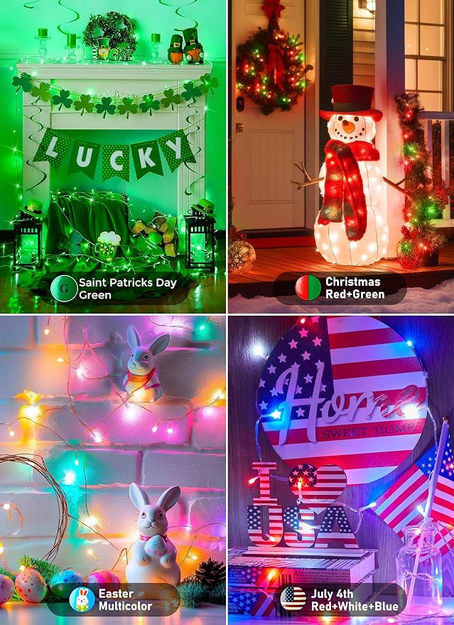 Minetom Color Changing String Lights,22 Colors 100 LED 33FT Outdoor Indoor Waterproof with Remote, Twinkle Christmas Lights, Plug in Fairy Lights for Halloween Easter Valentine's Xmas