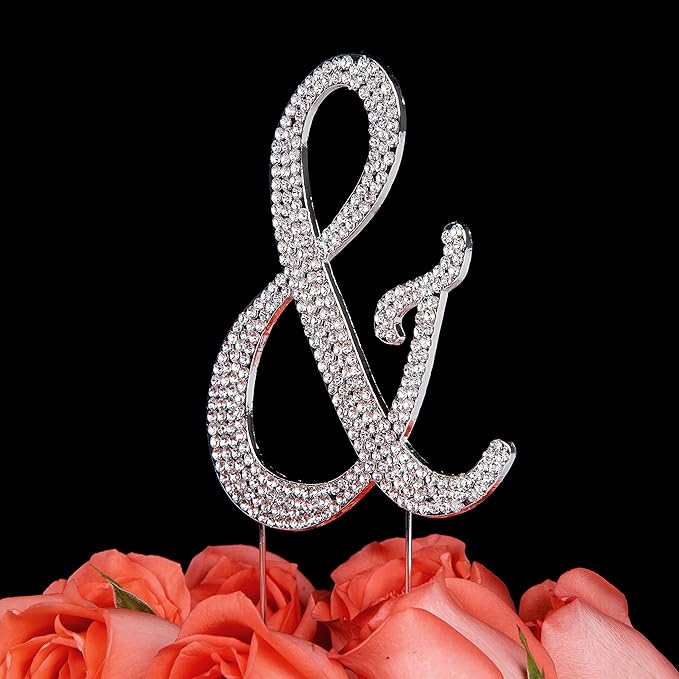 LOVENJOY Gift-Boxed 3.3" Rhinestone Ampersand Cake Topper