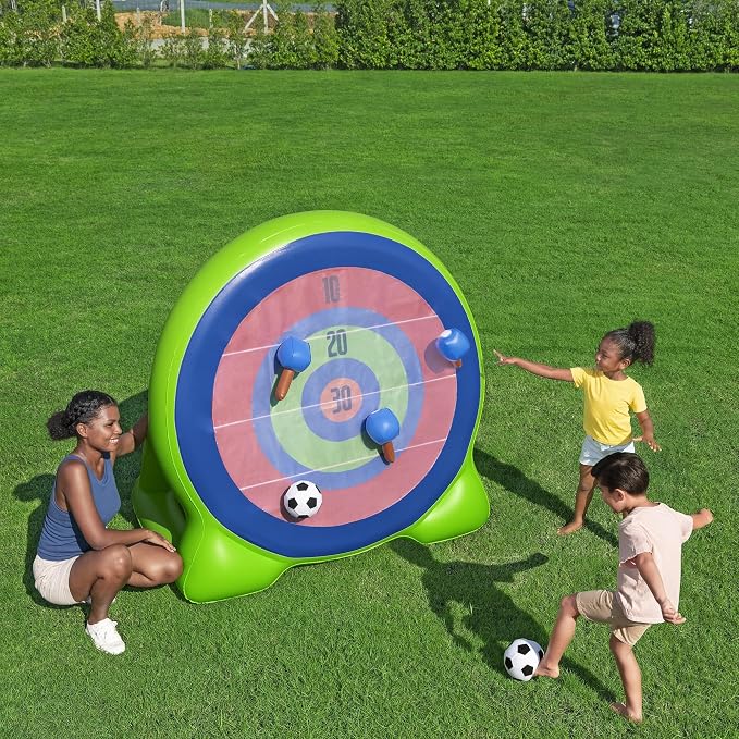 H2OGO! Inflatable Yard Game - Backyard Bullseye - 2-in-1: Giant Ax Throwing Dart Board & Soccer Target, 62x42 Sports Center, Outdoor Play Toy, Kid 3+