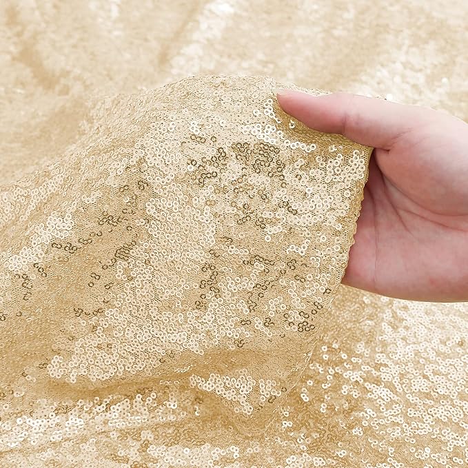 Sugargirl 10 Packs 12 x 72 inches Sequin Table Runner, Glitter Champagne Table Runner for Birthday Party Supplies Wedding Holiday Celebration Event Decorations