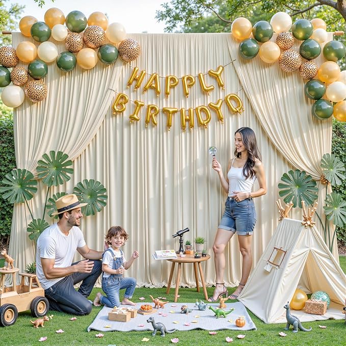 10 Panels Beige Backdrop Curtain for Baby Shower Wrinkle Free 50ft x 10ft Backdrop Drapes Panels for Parties Wedding Bridal Shower Birthday Photo Photography Fabric Background Decoration