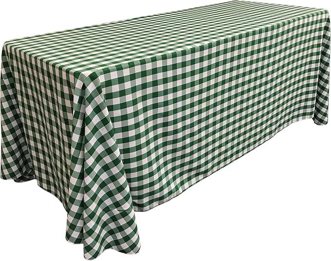 LA Linen Gingham Tablecloth - Checkered Tablecloth for Parties, Picnics & More - Farmhouse Tablecloth - Spring Tablecloth - Picnic Tablecloth - Cloth Tablecloths for Rectangle Tables - 90”x156 Green