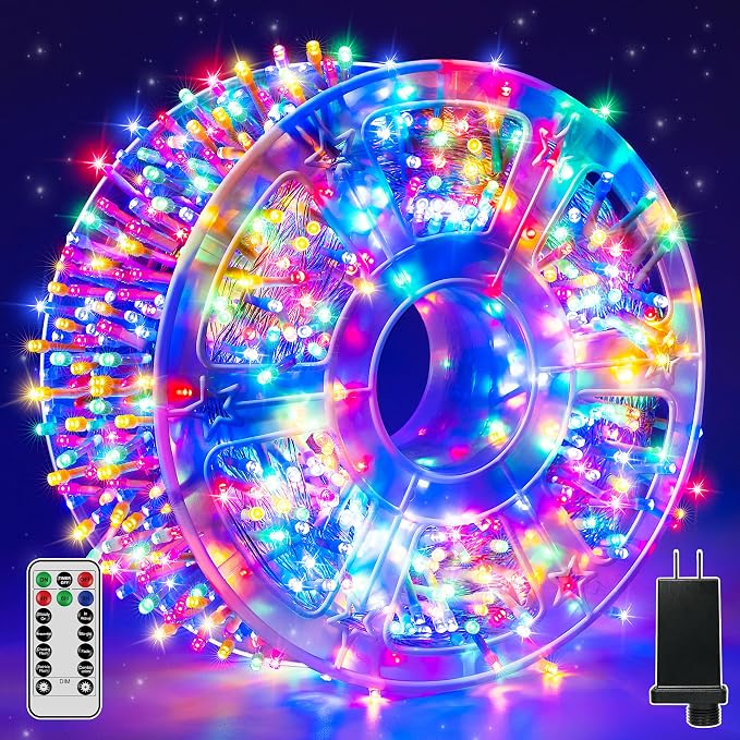 Guhope Christmas String Lights Indoor 1200LED 196FT, Waterproof Outdoor String Lights with Remote and Timer, 8 Modes Dimmable Christmas Lights for Indoor Outdoor Party Holiday Decorations (Multicolor)