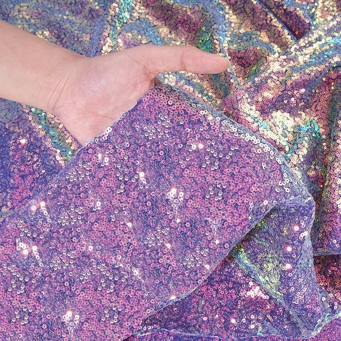 B-COOL Rectangle Sequin Tablecloth Purple Table Overlays 90x132 Tablecloth for Mermaid Party Table Decorations Pretty Girls Birthday Parties