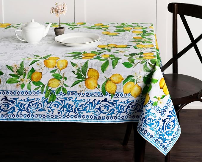 Maison d' Hermine Table Cloth Rectangle Table 100% Cotton 60 x 120 Inches Tablecloth Reusable Decorative for Dining Kitchen Room Farmhouse Party Home Hotel Restaurant Spring Summer - Cedrat