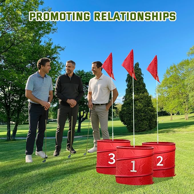 WodGod 9Pcs Holes-Outdoor Backyard Golf Game Set,Outdoor Yard Golf Chipping Game with 2 Clubs,Ball and Flag,Fun for All Crowd, Perfect for Beach,Park,Lawn and Camping