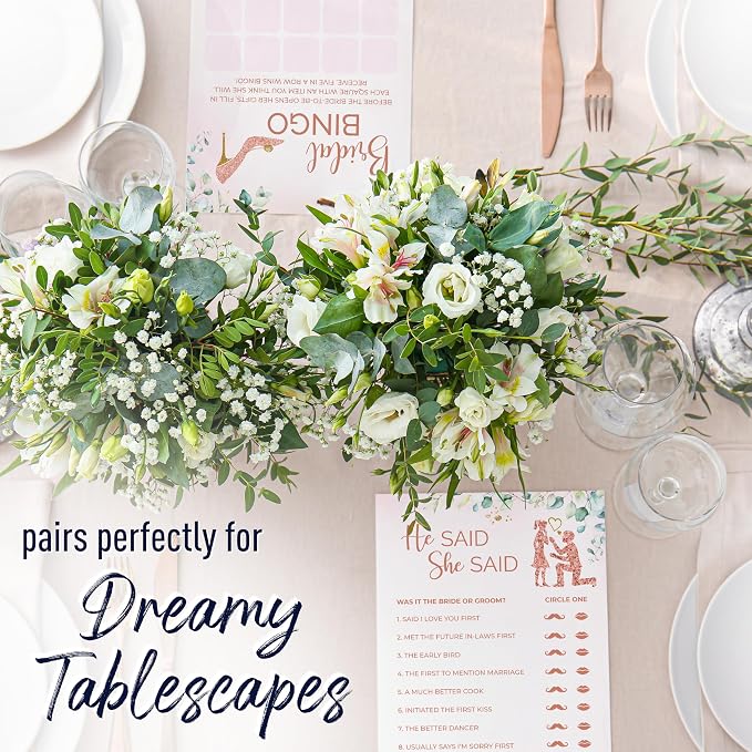 Bridal Shower Games (50 Guests / 2 Games) - Bridal Bingo & Emoji Game Set for Wedding Showers