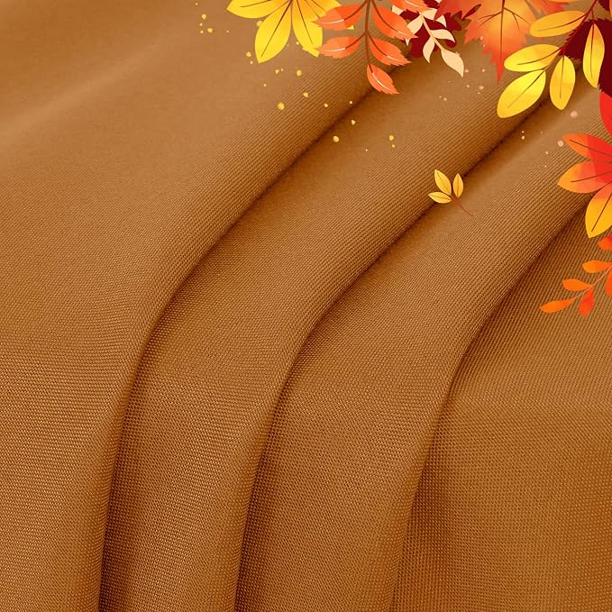 sancua Round Tablecloth 90 Inch Light Borwn- Water Resistant Spill Proof Washable Polyester Fall Table Cloth Decorative Fabric Table Cover for Dining Tables, Thanksgiving Parties and Camping, Bronze