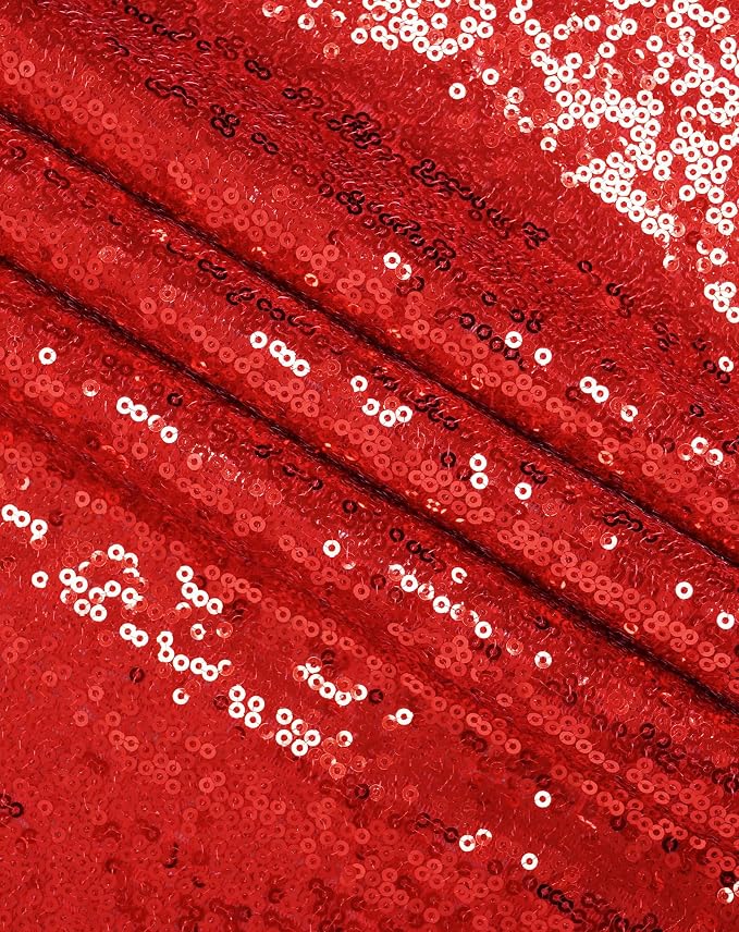 Eternal Beauty Red Tablecloth, 120 Inch Round Sequin Tablecloth for Mother's Day Party Cake Dessert Table Exhibition Events