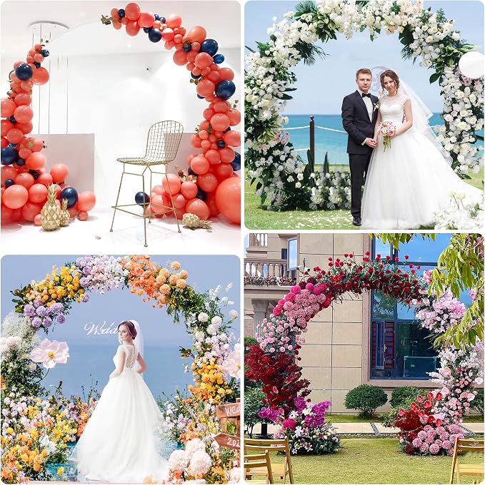 Fomcet 8.5FT White Round Backdrop Stand Metal Circle Balloon Arch Frame for Wedding Birthday Party Anniversary Valentine Ceremony Decorations Thickened Square Tubes