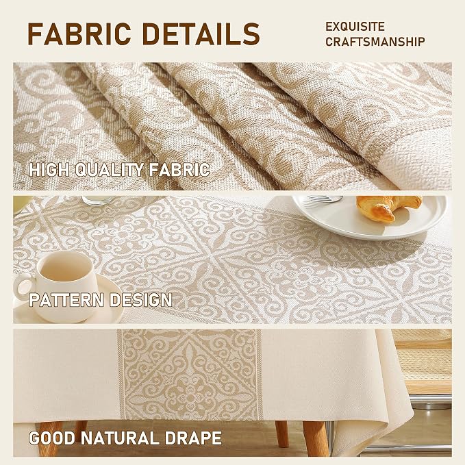 Linen Tablecloths for Rectangle Tables,Fabric Tablecloth Advanced Waterproofing Technology for Dinningroom,Farmhouse