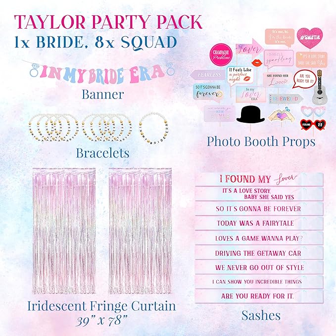 Taylor Party Decorations: Swiftee-Inspired Merch, Party Decor, Friendship Bracelets, Gifts and Stuff for Lover Bachelorette Party, Party Favors, Decorations, and Supplies (ERA)