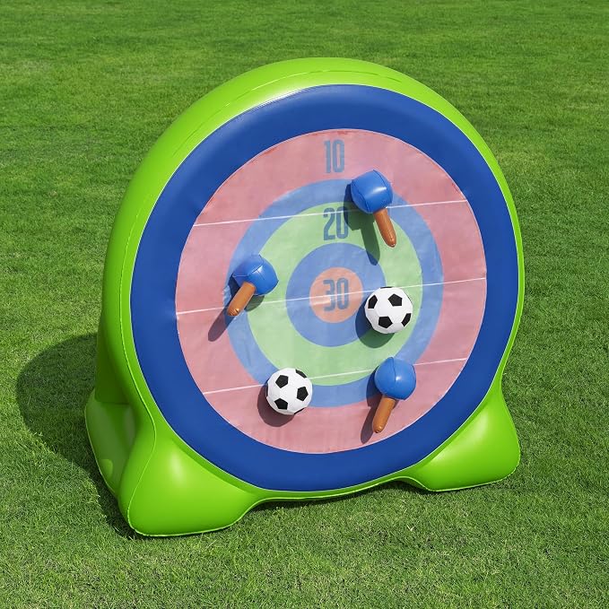 H2OGO! Inflatable Yard Game - Backyard Bullseye - 2-in-1: Giant Ax Throwing Dart Board & Soccer Target, 62x42 Sports Center, Outdoor Play Toy, Kid 3+
