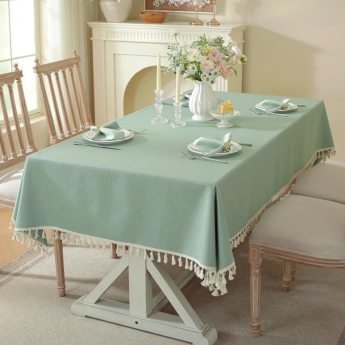 Table Cloth Rectangle Table with Waterproof, Spring Tablecloth with Tassel,Tablecloths for Protect Table Dining, Party and Camping