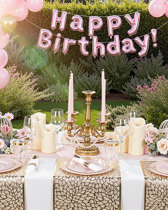 Nervure 700PCS Pink Gold Plastic Plates - Pink Plastic Dinnerware Sets for 100 Guests - 200 Disposable Plates, 300 Silverware, 100 Cups, 100 Napkins for Wedding, Party & Mothers Day