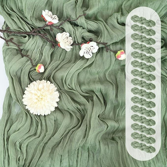 15 Pack Sage Green Cheesecloth Table Runner 17 x 108 Inch Fall Thanksgiving Boho Rustic Farmhouse Gauze Cheese Cloth Runner for Wedding Party Baby Shower Home Decor Holiday Decorations