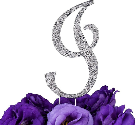 LOVENJOY Gift-Boxed 2.8" Rhinestone Letter I Cake for Topper