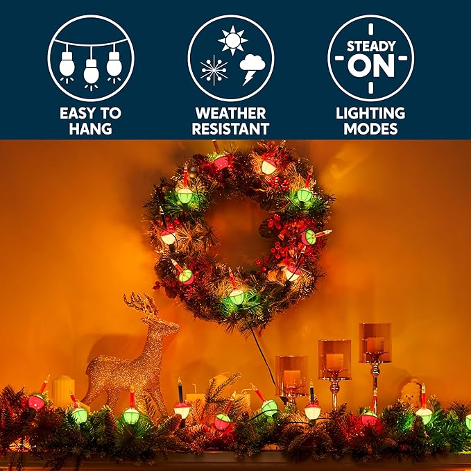 Joiedomi Christmas Bubble String Light - Traditional Bubbles Lights Set 7 Bulbs with 1 Spare Replacement, Old Fashion Vintage Christmas Tree Lighting Decor Holiday Decorations (Multicolor)