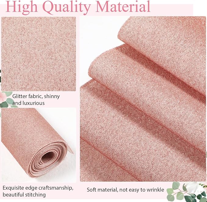 Shihanee Sequin Aisle Runner for Wedding Glitter Rug with Carpet Tape Sparkly Prom Outdoor Floor Birthday Carpet Runner for Ceremony Event Graduation Party(2 x 15 ft,Rose Gold)