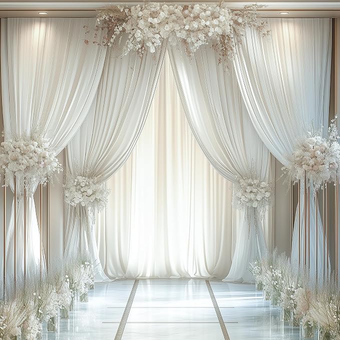 40ftx12ft Ivory Backdrop Curtains for Wedding-Wrinkle Free Backdrops Curtain Drapes Fabric Decorations Photo Back Drop Cloth for Baby Shower Photography Stage Reception 8Panels 12ft(H) x 5ft(W)