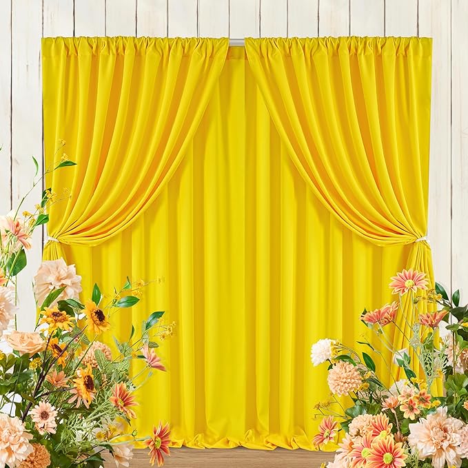 Backdrop Curtains Yellow Background: Birthday Polyester Fabric 10ftx8ft Fall Backdrops Stage Wedding Decorations Wall Draping