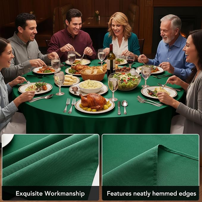 10-Pack Hunter Green Round Tablecloths, 70 Inches, Stain-Resistant Polyester for 3-4 Ft Round Tables - Washable Table Covers for Weddings, Banquets, Birthday Parties, Events