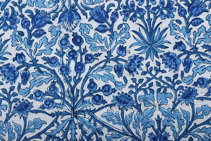 Ridhi Dark Royal Blue Hand Block Print Cotton Rectangle Tablecloth 190" x 72" inches Reusable Table Cover Decorative Everyday Use for Dining Room, Farmhouse, Home Gift for Spring, Mother's Day