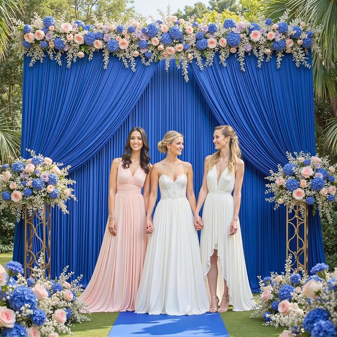 20ftx12ft Wrinkle Free Royal Blue Backdrop Curtain, 4 Panels 12FT Height Royal Blue Wedding Backdrop Drapes, Silky Polyester Back Drop Cloth for Birthday Photography Background Party