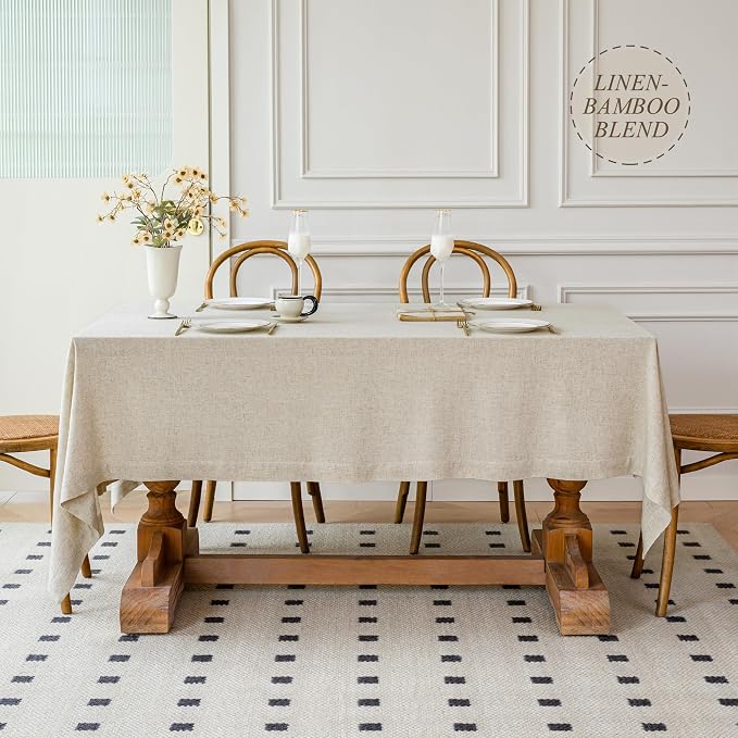 Linen World Linen Blend Tablecloth 72x72 Inch,Linen-Textured Soft Cool & Breathable,Machine Washable Square Table Cloth for Dining,Kitchen,Outdoor,Festival