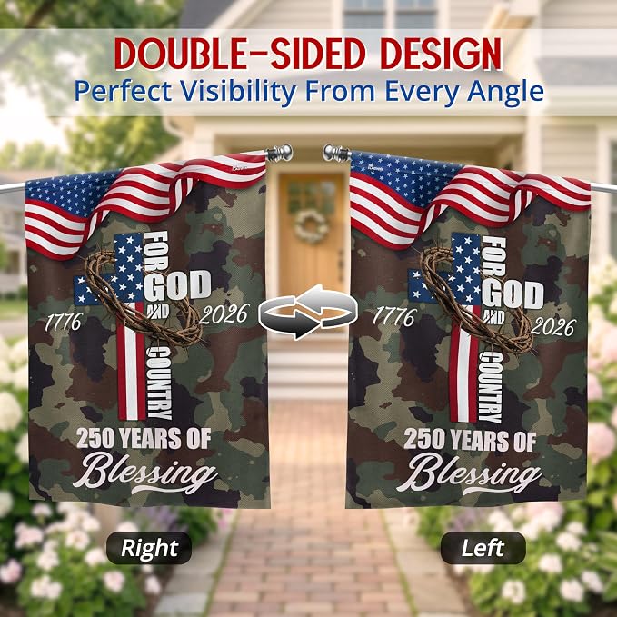 FLAGWIX American 250 Years of Blessing Flag - Polyester Double-sided Yard Flags For Outside House Flag (29.5" x 39.5") - 4th of July Decorations for Home Yard Garden Decor Banner, Gifts For Men Women