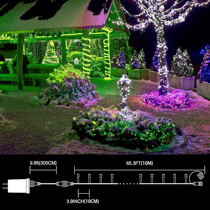 LAMPHOME 33ft Green St. Patrick's Day Mini String Lights, 100 LED Christmas Decorative Transparent Wire Fairy Starry String Lights Plug in, 16 Lighting Modes for Indoor Outdoor Xmas Tree