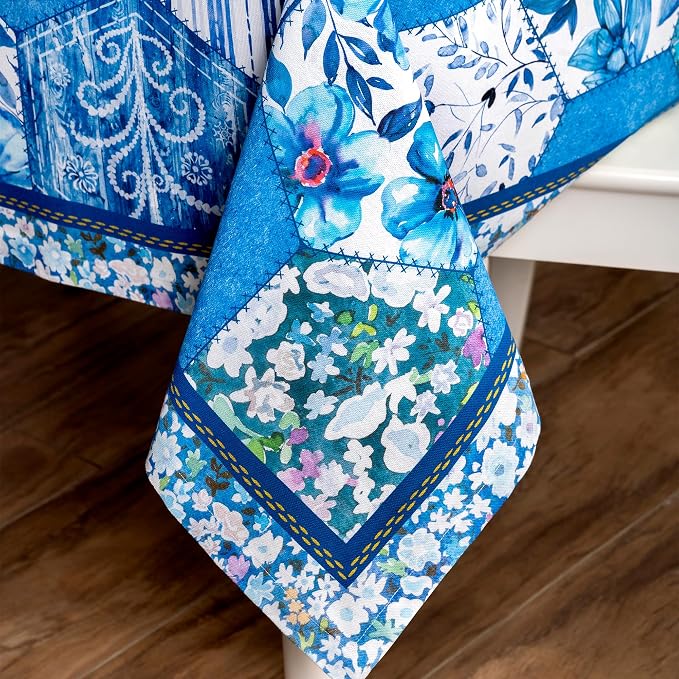 Maison d' Hermine Table Cloth Square Table 100% Cotton 54 x 54 Inches Tablecloth Reusable Decorative for Dining Kitchen Room Farmhouse Party Home Hotel Restaurant Spring Summer - Summer Blues