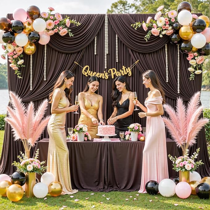 10ft x 10ft Brown Backdrop Curtain for Parties Wedding Brown Wrinkle Free Backdrop Drapes Panels for Baby Shower Gender Reveal Birthday Photo Photography Polyester Fabric Background Decoration